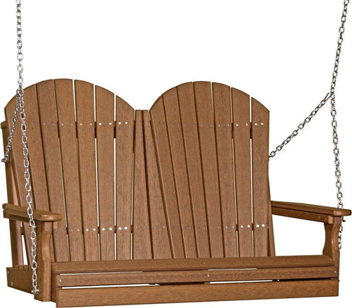 LuxCraft LuxCraft Antique Mahogany Adirondack 4ft. Recycled Plastic Porch Swing with Cup Holder Antique Mahogany / Adirondack Porch Swing Porch Swing 4APSAM-CH