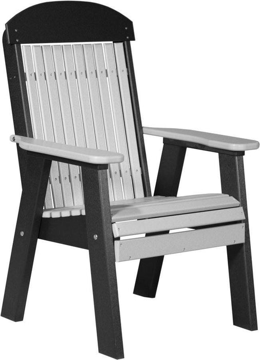 LuxCraft LuxCraft 2' Classic Highback Recycled Plastic Chair With Cup Holder Dove Gray on Black Chair 2CPBDGB