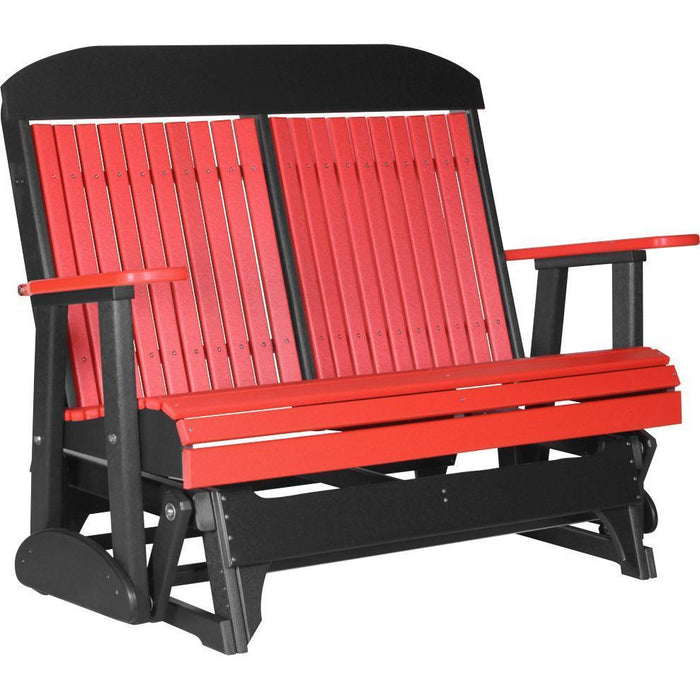 LuxCraft LuxCraft 4 ft. Recycled Plastic Highback Outdoor Glider Bench Red On Black Highback Glider 4CPGRB