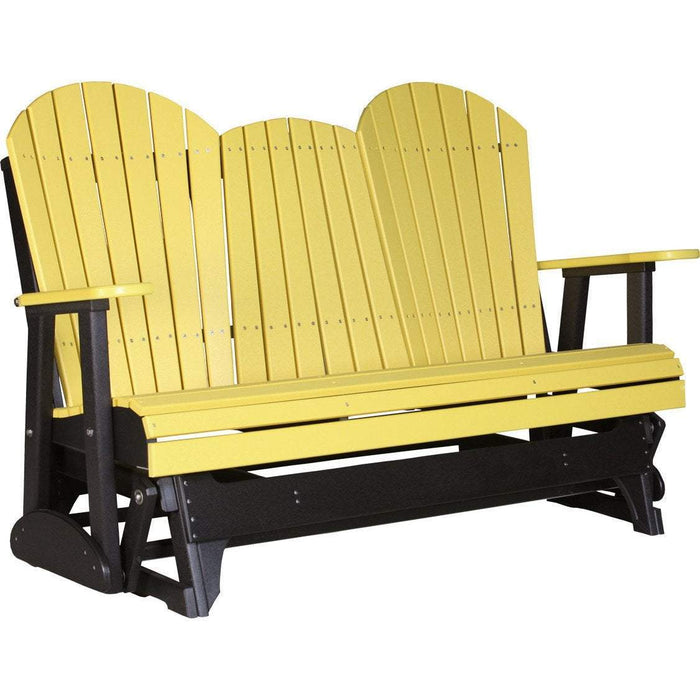 LuxCraft LuxCraft 5 ft. Recycled Plastic Adirondack Outdoor Glider With Cup Holder Yellow On Black Adirondack Glider 5APGYB