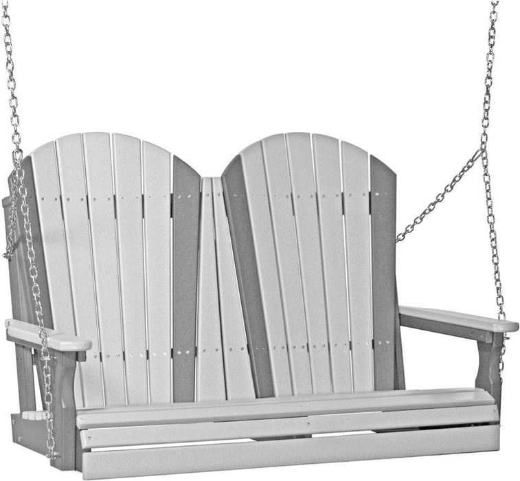 LuxCraft LuxCraft Adirondack 4ft. Recycled Plastic Porch Swing Dove Gray on Slate / Adirondack Porch Swing 4APSDGS