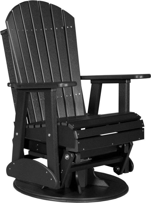 LuxCraft Luxcraft Adirondack Recycled Plastic Swivel Glider Chair Black Glider Chair 2ARSB
