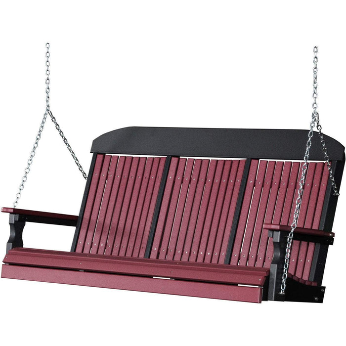 LuxCraft LuxCraft Classic Highback 5ft. Recycled Plastic Porch Swing Cherrywood On Black / Classic Porch Swing 5CPSCWB