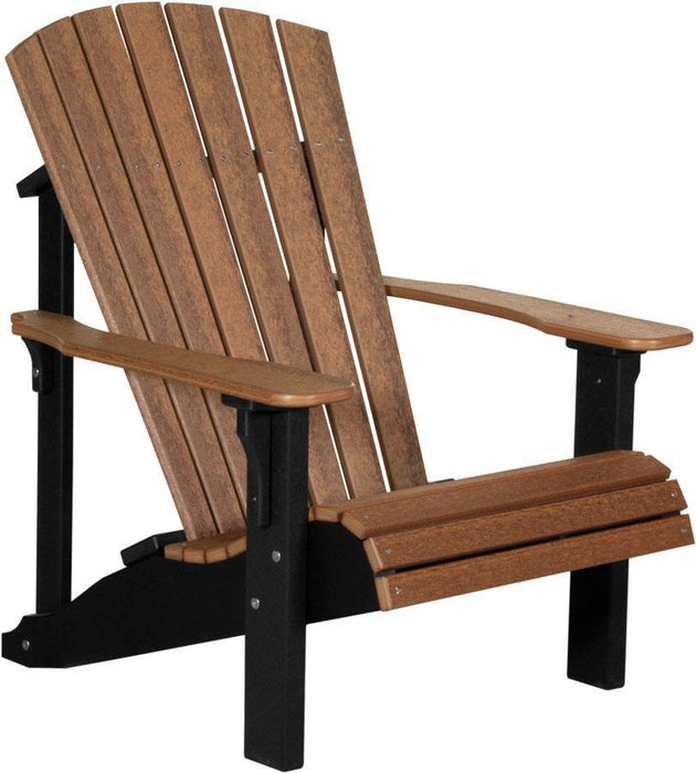 LuxCraft LuxCraft Deluxe Recycled Plastic Adirondack Chair Antique Mahogany on Black Adirondack Deck Chair PDACAMB
