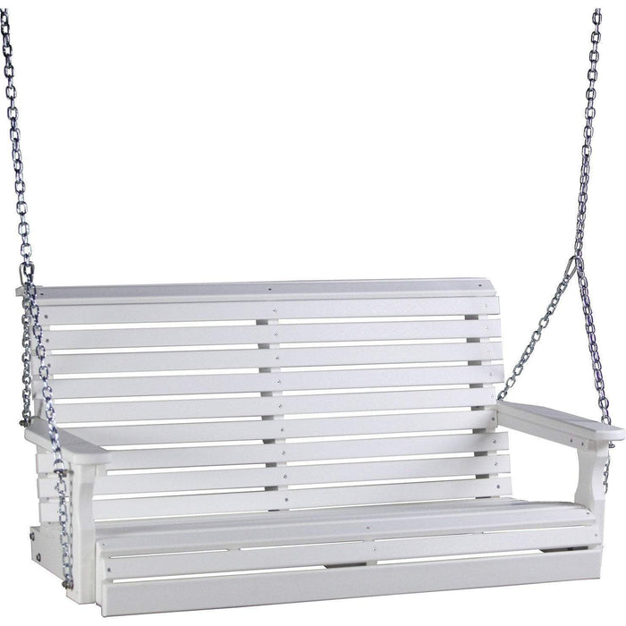 LuxCraft LuxCraft Rollback 4ft. Recycled Plastic Porch Swing White Porch Swing 4PPSW