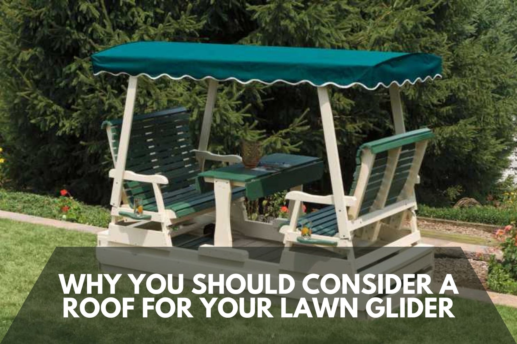Double lawn glider with roof