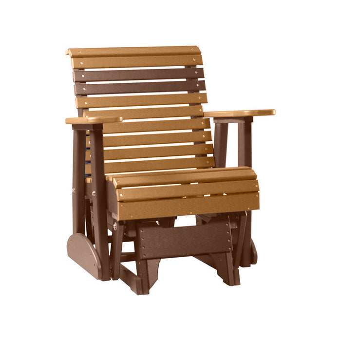 LuxCraft Cedar 2 foot Rollback Recycled Plastic Glider Chair With Cup Holder