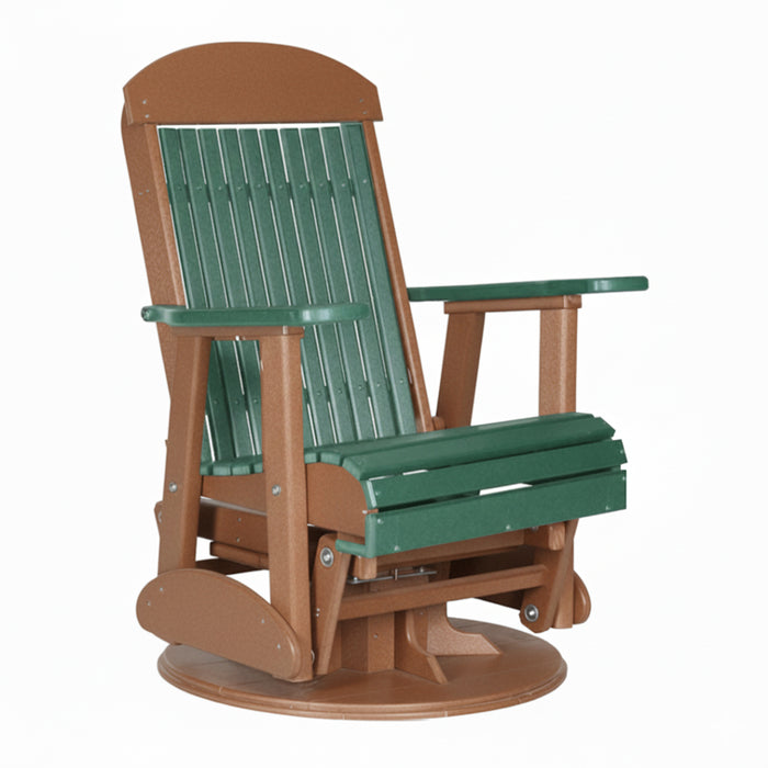 LuxCraft Green 2 foot Classic Highback Recycled Plastic Swivel Glider Chair With Cup Holder