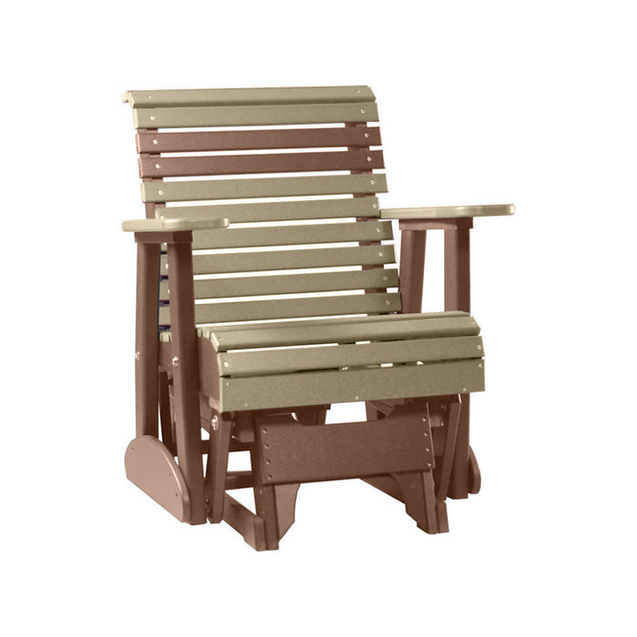 LuxCraft Weatherwood 2 foot Rollback Recycled Plastic Glider Chair With Cup Holder