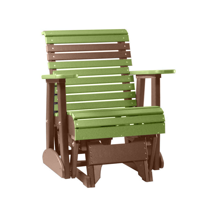 LuxCraft Lime Green 2 foot Rollback Recycled Plastic Glider Chair With Cup Holder