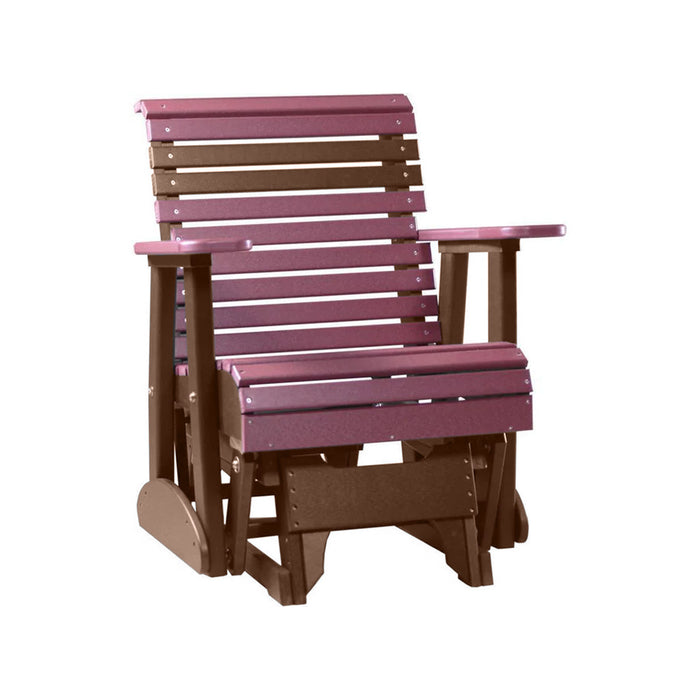 LuxCraft Cherry wood 2 foot Rollback Recycled Plastic Glider Chair With Cup Holder