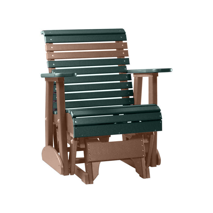 LuxCraft Green 2 foot Rollback Recycled Plastic Glider Chair With Cup Holder
