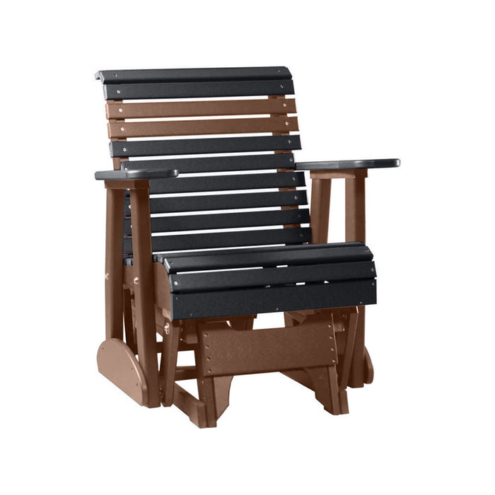 LuxCraft Black 2 foot Rollback Recycled Plastic Glider Chair With Cup Holder