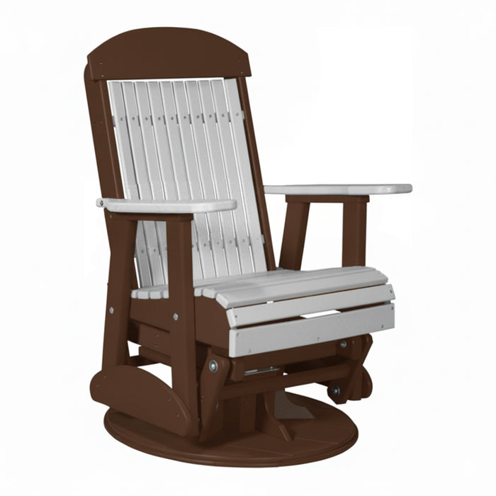 LuxCraft Dove Gary 2 foot Classic Highback Recycled Plastic Swivel Glider Chair