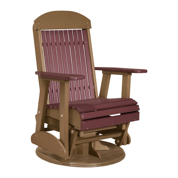 LuxCraft Cherry wood 2 foot Classic Highback Recycled Plastic Swivel Glider Chair With Cup Holder