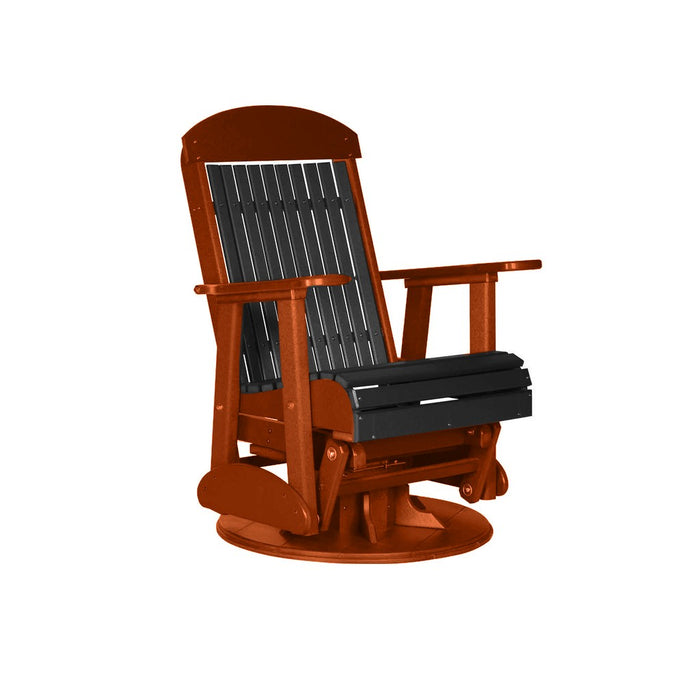 LuxCraft Black 2 foot Classic Highback Recycled Plastic Swivel Glider Chair With Cup Holder