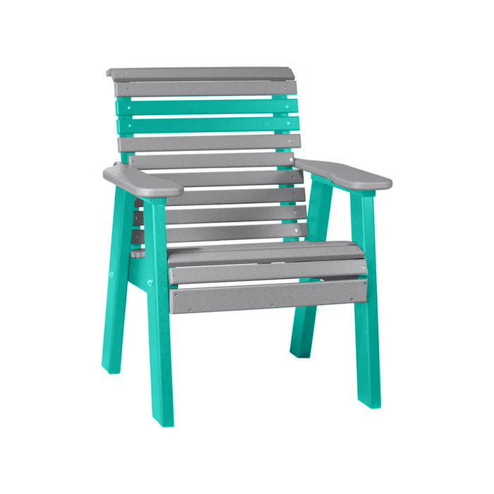 LuxCraft Gray 2' Rollback Recycled Plastic Chair With Cup Holder