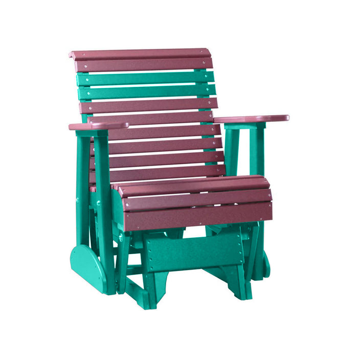 LuxCraft Cherry wood 2 foot Rollback Recycled Plastic Glider Chair With Cup Holder