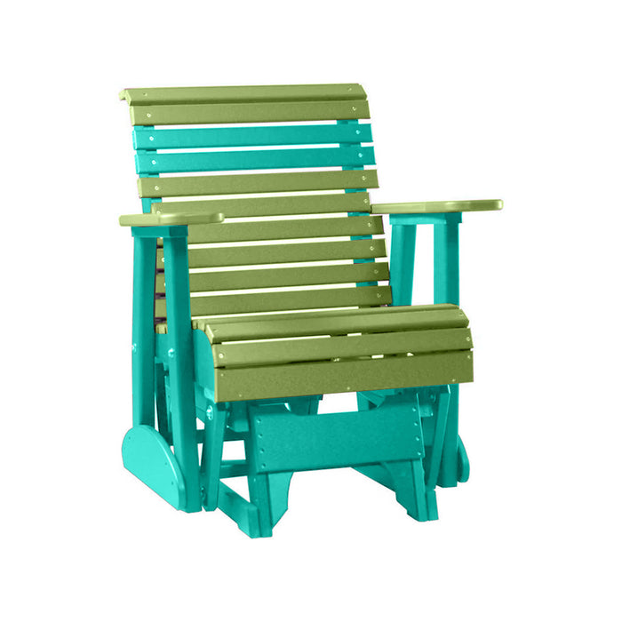 LuxCraft Lime Green 2 foot Rollback Recycled Plastic Glider Chair With Cup Holder