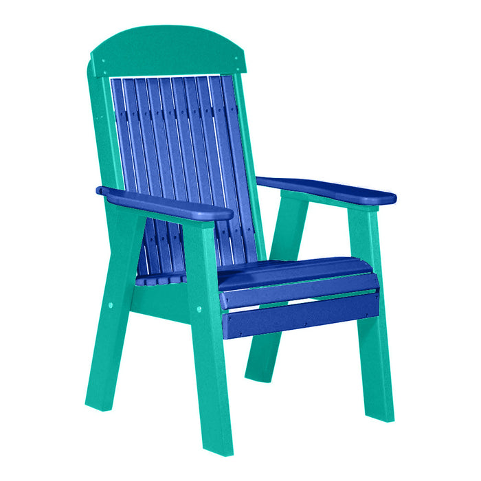 LuxCraft Blue 2' Classic Highback Recycled Plastic Chair With Cup Holder