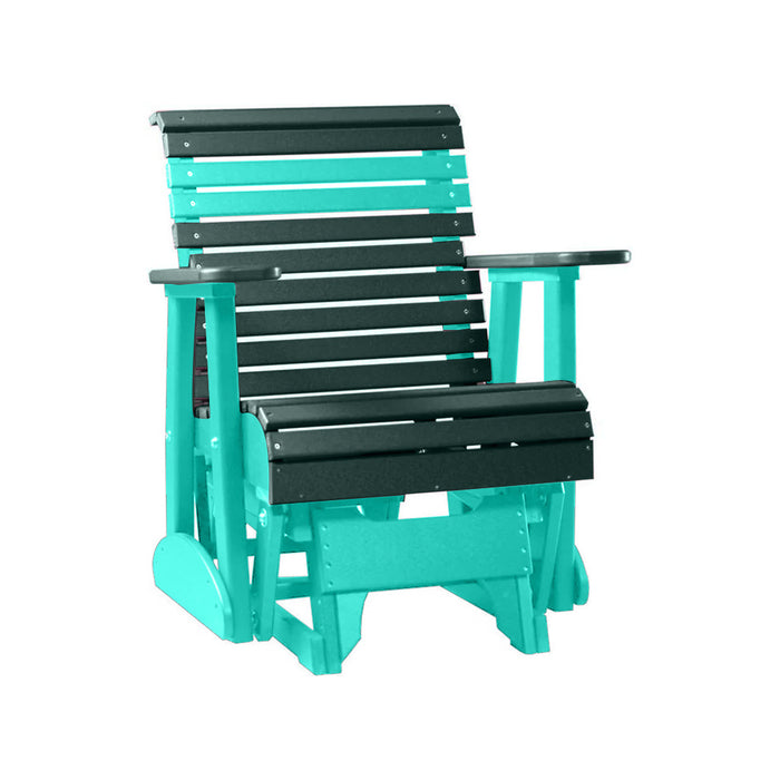 LuxCraft Green 2 foot Rollback Recycled Plastic Glider Chair With Cup Holder