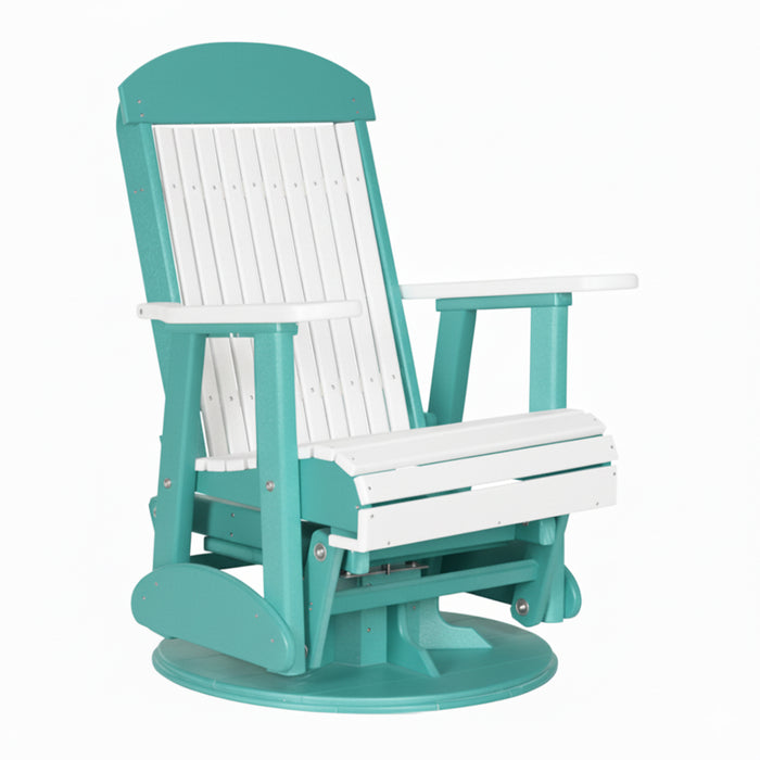 LuxCraft White 2 foot Classic Highback Recycled Plastic Swivel Glider Chair