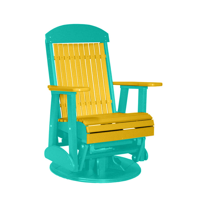 LuxCraft Yellow 2 foot Classic Highback Recycled Plastic Swivel Glider Chair