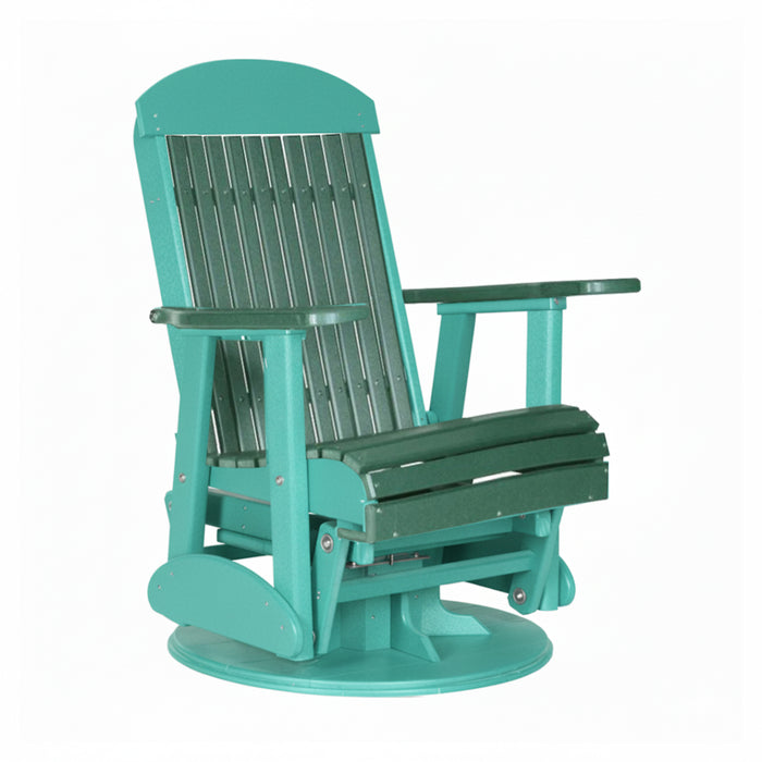 LuxCraft Green 2 foot Classic Highback Recycled Plastic Swivel Glider Chair With Cup Holder