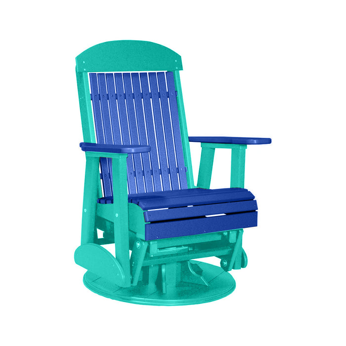 LuxCraft Blue 2 foot Classic Highback Recycled Plastic Swivel Glider Chair