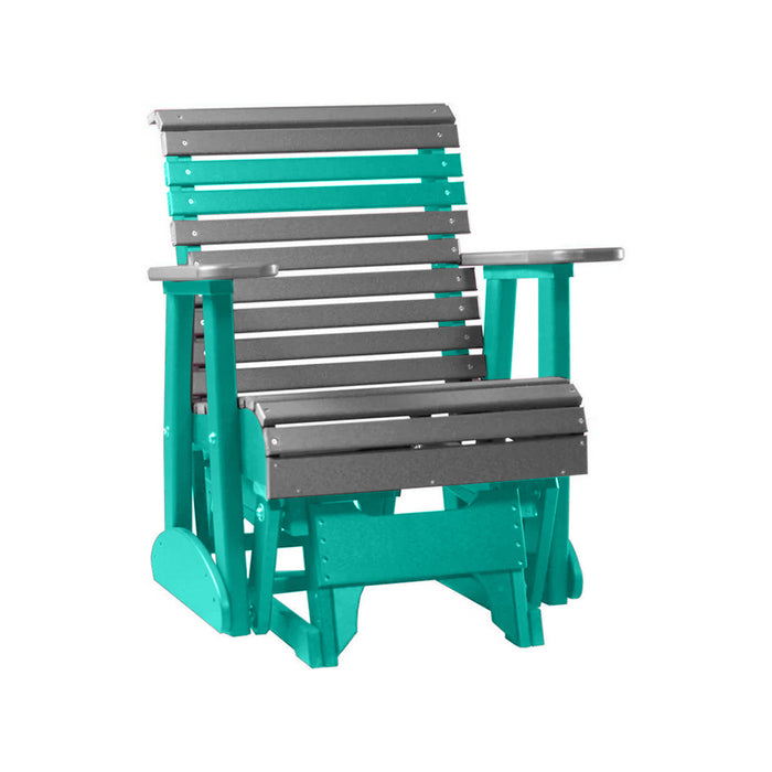 LuxCraft Slate 2 foot Rollback Recycled Plastic Glider Chair With Cup Holder