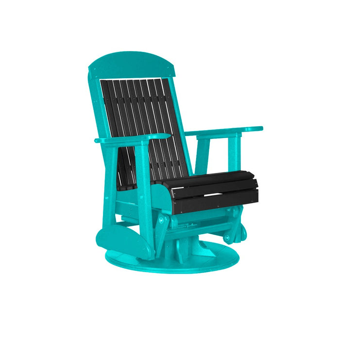 LuxCraft Black 2 foot Classic Highback Recycled Plastic Swivel Glider Chair With Cup Holder