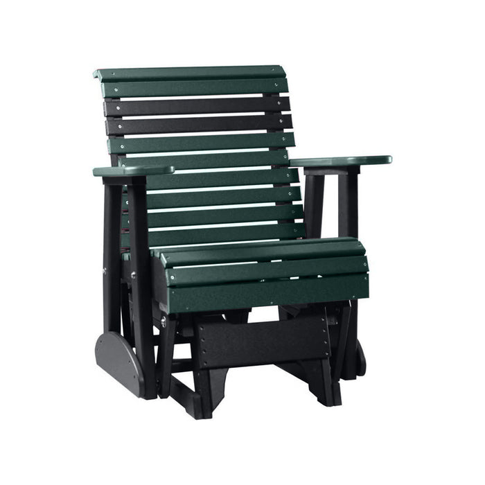 LuxCraft Green 2 foot Rollback Recycled Plastic Glider Chair With Cup Holder