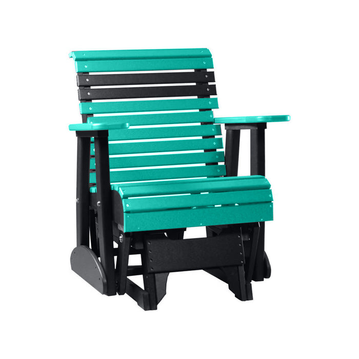 LuxCraft Aruba Blue 2 foot Rollback Recycled Plastic Glider Chair