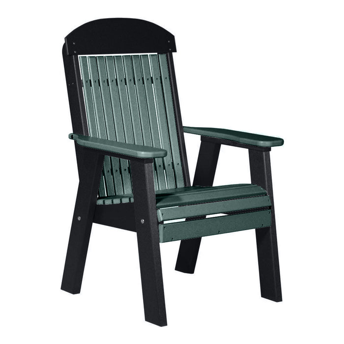 LuxCraft Green 2' Classic Highback Recycled Plastic Chair With Cup Holder