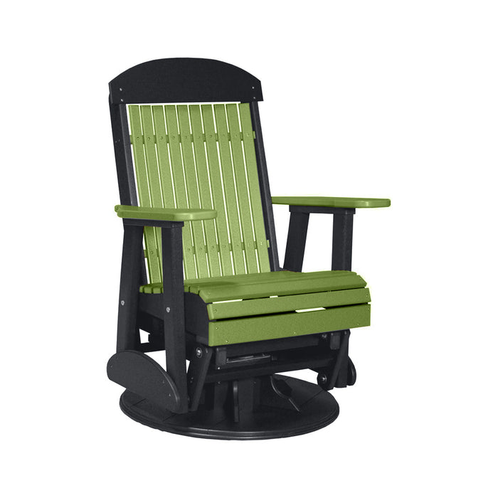 LuxCraft Lime Green 2 foot Classic Highback Recycled Plastic Swivel Glider Chair With Cup Holder