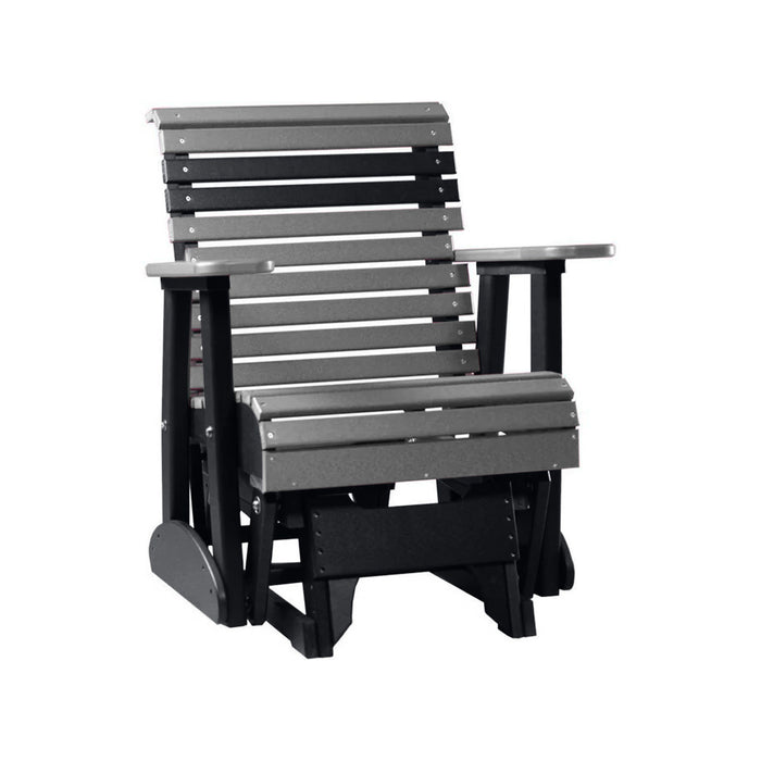 LuxCraft Slate 2 foot Rollback Recycled Plastic Glider Chair With Cup Holder