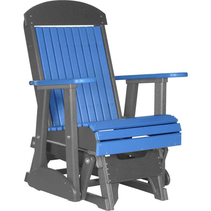 LuxCraft Blue 2 foot Classic Highback Recycled Plastic Glider Chair