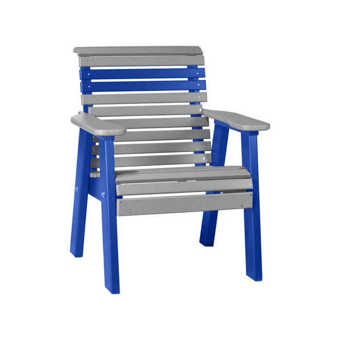 LuxCraft Gray 2' Rollback Recycled Plastic Chair With Cup Holder