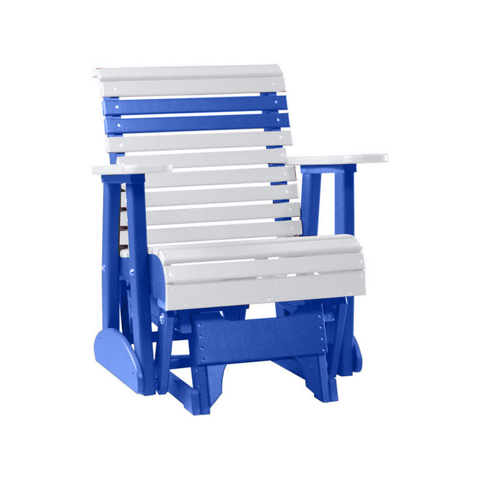 LuxCraft White 2 foot Rollback Recycled Plastic Glider Chair With Cup Holder