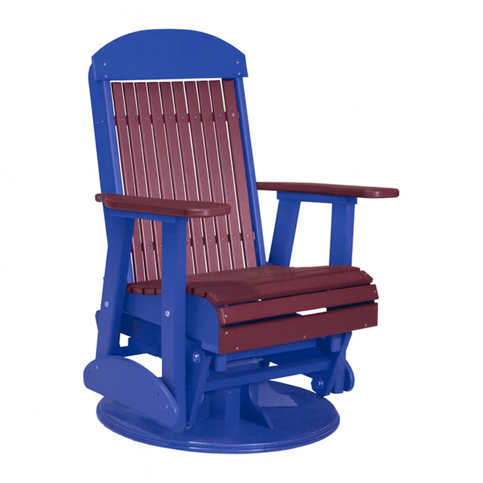 LuxCraft Cherry wood 2 foot Classic Highback Recycled Plastic Swivel Glider Chair With Cup Holder