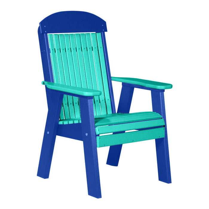 LuxCraft Aruba Blue 2' Classic Highback Recycled Plastic Chair With Cup Holder