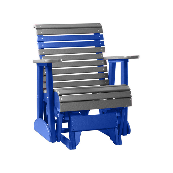 LuxCraft Slate 2 foot Rollback Recycled Plastic Glider Chair With Cup Holder