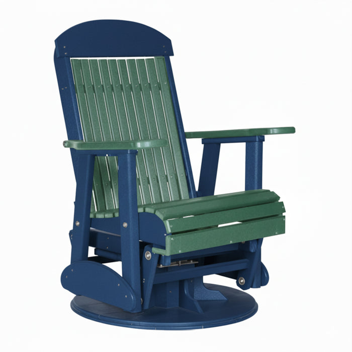 LuxCraft Green 2 foot Classic Highback Recycled Plastic Swivel Glider Chair With Cup Holder
