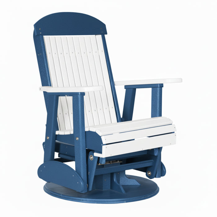 LuxCraft White 2 foot Classic Highback Recycled Plastic Swivel Glider Chair