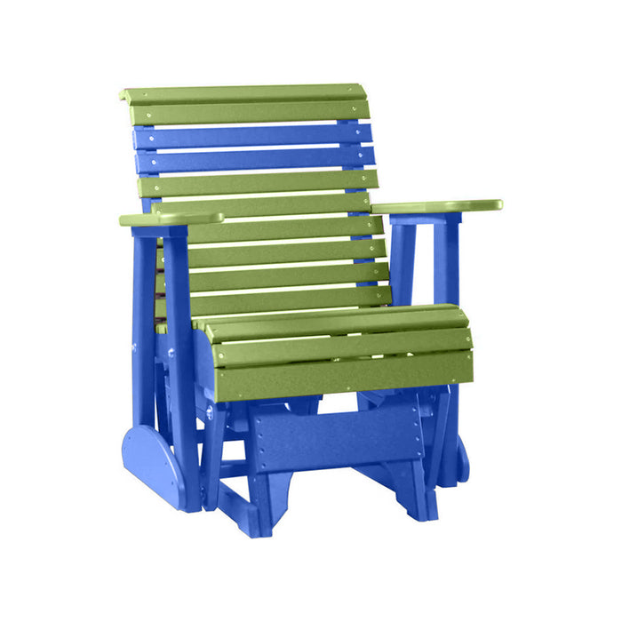 LuxCraft Lime Green 2 foot Rollback Recycled Plastic Glider Chair With Cup Holder