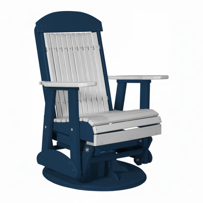 LuxCraft Dove Gary 2 foot Classic Highback Recycled Plastic Swivel Glider Chair