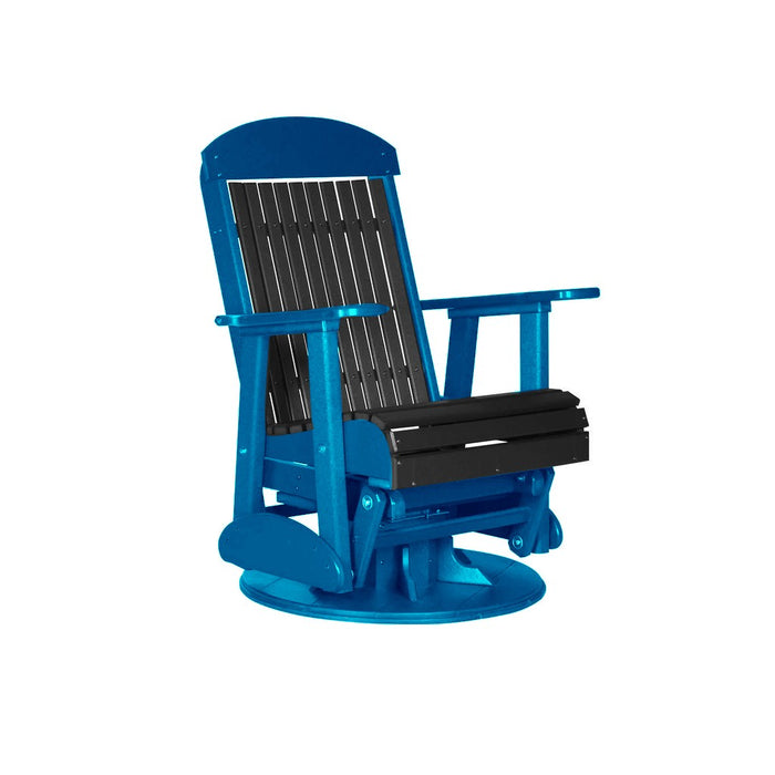 LuxCraft Black 2 foot Classic Highback Recycled Plastic Swivel Glider Chair With Cup Holder