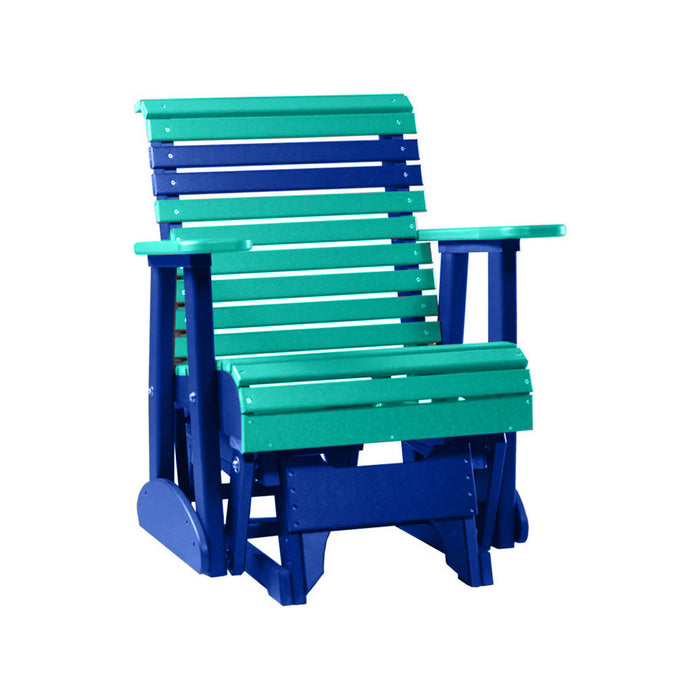 LuxCraft Aruba Blue 2 foot Rollback Recycled Plastic Glider Chair