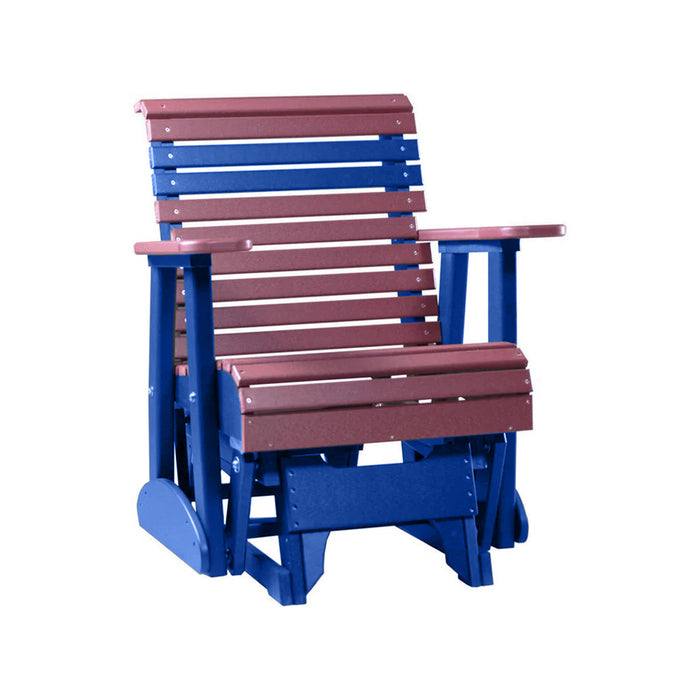 LuxCraft Cherry wood 2 foot Rollback Recycled Plastic Glider Chair With Cup Holder