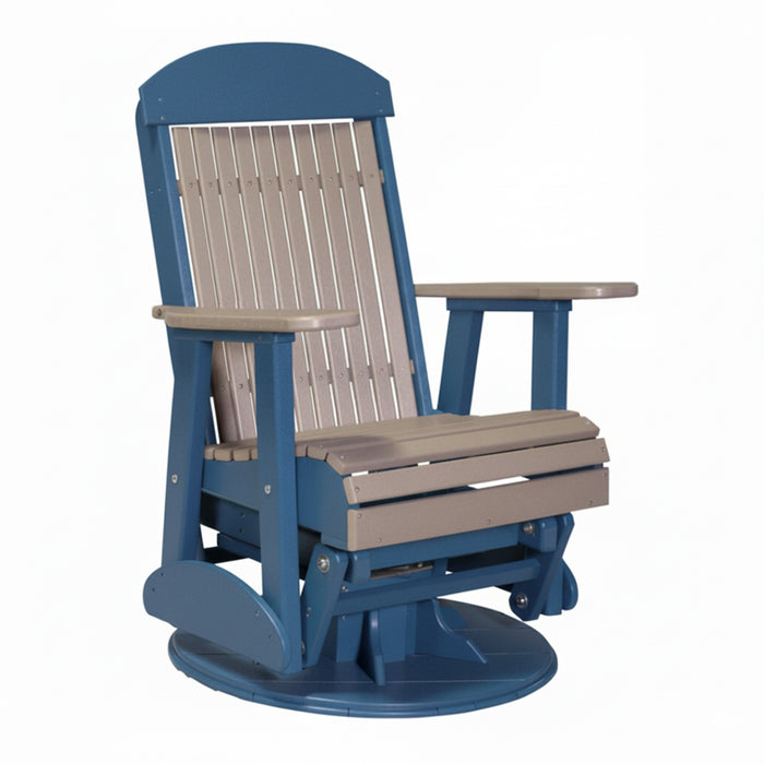 LuxCraft Weatherwood 2 foot Classic Highback Recycled Plastic Swivel Glider Chair